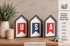 4th Of July Houses Bundle Laser Cut. Stand Decor SVG Product Image 2