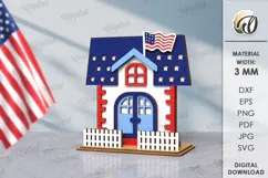4th of July house Laser Cut. Home Stand Decor SVG Product Image 1
