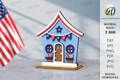 4th of July house Laser Cut. Home Stand Decor SVG Product Image 1