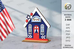 4th of July house Laser Cut. Home Stand Decor SVG Product Image 1