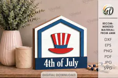 4th Of July House Laser Cut. Patriotic Stand Decor SVG Product Image 1