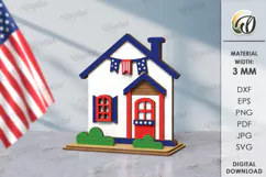 4th of July house Laser Cut. Home Stand Decor SVG Product Image 1