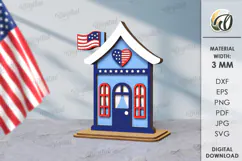 4th of July house Laser Cut. Home Stand Decor SVG Product Image 1