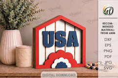 4th Of July House Laser Cut. Patriotic Stand Decor SVG Product Image 1
