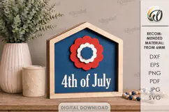 4th Of July House Laser Cut. Patriotic Stand Decor SVG Product Image 1