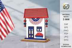 4th of July house Laser Cut. Home Stand Decor SVG Product Image 1