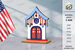 4th of July house Laser Cut. Home Stand Decor SVG Product Image 1