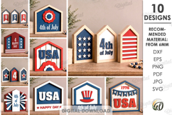 4th Of July Houses Bundle Laser Cut. Stand Decor SVG Product Image 1