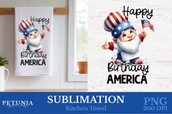 Funny 4th of July sublimation design being used as a kitchen towel print