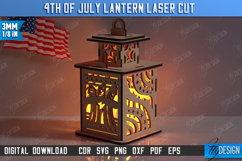 4th of July Lantern Laser Cut | Patriotic Design |3D Lantern Product Image 1