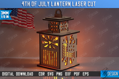 4th of July Lantern Laser Cut | Patriotic Design |3D Lantern Product Image 1