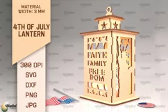 4th Of July Lantern SVG. Candle Holder Laser Cut Product Image 1