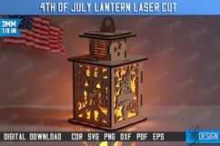 4th of July Lantern Laser Cut | Patriotic Design |3D Lantern Product Image 1