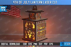 4th of July Lantern Laser Cut | Patriotic Design |3D Lantern Product Image 1