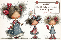 4th Of July Little Girl PNG Clipart Product Image 1