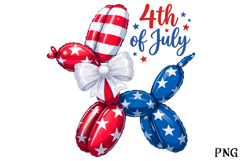 4th of July Patriotic Balloon Dog PNG Product Image 1