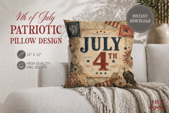 July 4th Patriotic Pillow Design Retro 4th of July USA Product Image 2
