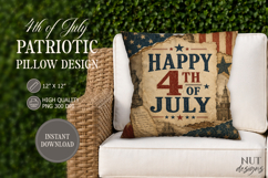 July 4th Patriotic Pillow Design Retro Happy 4th of July USA Product Image 1