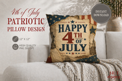 July 4th Patriotic Pillow Design Retro Happy 4th of July USA Product Image 2