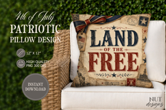 July 4th Patriotic Pillow Vintage Land of the free Product Image 2