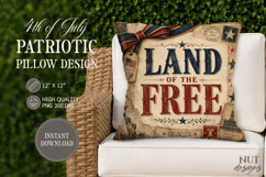 July 4th Patriotic Pillow Vintage Land of the free Product Image 2