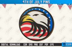 4th Of July Pins Laser Cut Bundle, Patriotic Brooches SVG Product Image 2