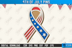 4th Of July Pins Laser Cut Bundle, Patriotic Brooches SVG Product Image 3