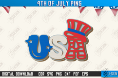4th Of July Pins Laser Cut Bundle, Patriotic Brooches SVG Product Image 6