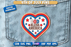 4th of July Pin Laser Cut | Patriotic Sign |Independence Day Product Image 1