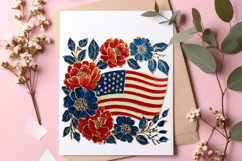 4th Of July Png - Preppy Patriotic Floral American Flag PNG Product Image 2
