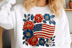 4th Of July Png - Preppy Patriotic Floral American Flag PNG Product Image 3