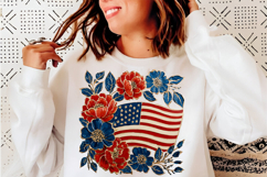 4th Of July Png - Preppy Patriotic Floral American Flag PNG Product Image 4