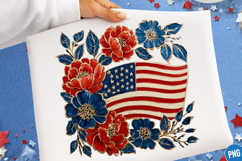 4th Of July Png - Preppy Patriotic Floral American Flag PNG Product Image 1