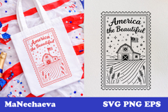 Patriotic Postal Stamp 4th of July SVG | America Beautiful Product Image 1