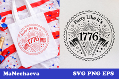 Patriotic Postal Stamp 4th of July SVG | Party Like 1776 Product Image 1
