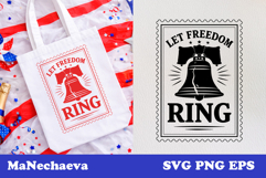 Patriotic Postal Stamp 4th of July SVG | Let Freedom Ring Product Image 1