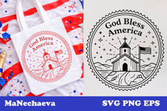 Patriotic Postal Stamp SVG 4th of July | God Bless America Product Image 1