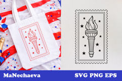 Patriotic Postal Stamp SVG 4th of July | Liberty Torch Product Image 1