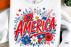 4th of july Preppy America Floral Png Product Image 1