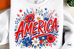 4th of july Preppy America Floral Png Product Image 1
