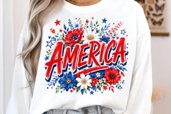 4th of july Preppy America Floral Png Product Image 2