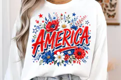 4th of july Preppy America Floral Png Product Image 2