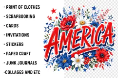 4th of july Preppy America Floral Png Product Image 3