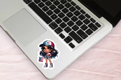 4th of July Printable Stickers - Patriotic Girl Stickers PNG