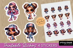 4th of July Printable Stickers - Patriotic Girl Stickers PNG