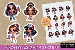 4th of July Printable Stickers - Patriotic Girl Stickers PNG