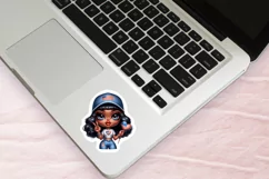 4th of July Printable Stickers - Patriotic Girl Stickers PNG