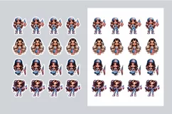 4th of July Printable Stickers - Patriotic Girl Stickers PNG
