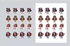 4th of July Printable Stickers - Patriotic Girl Stickers PNG