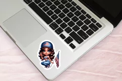 4th of July Printable Stickers - Patriotic Girl Stickers PNG